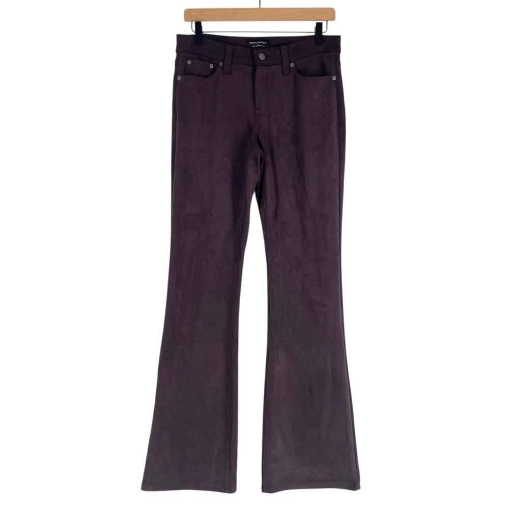 BANANA REPUBLIC Vegan Horse Hair Suede‎ Low Rise Bootcut Jean Pants Purple Brown